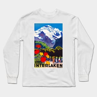 Vintage Travel Poster Switzerland Interlaken Long Sleeve T-Shirt